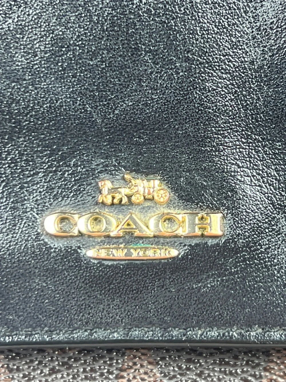 Coach Signature Foldover Wristlet Wallet Clutch Brown Black F78229 - EUC - Picture 3 of 11